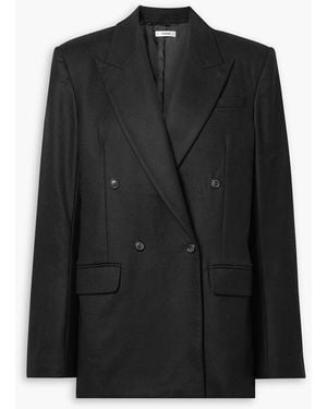 Interior The Ren Double-Breasted Wool-Twill Blazer - Black
