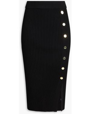 Veronica Beard Tanner Ribbed-Knit Midi Skirt - Black