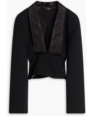 A.W.A.K.E. MODE Satin-paneled Crepe Top - Black