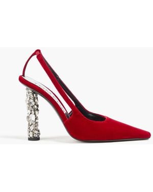 Tom Ford Crystal-embellished Velvet Court Shoes - Red
