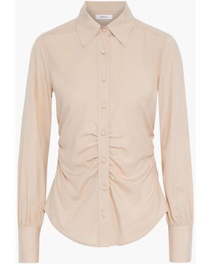 FRAME 70s Ruched Silk-blend Crepe De Chine Shirt - White