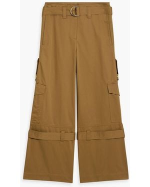 Zimmermann Belted Cotton-Twill Wide-Leg Pants - Natural