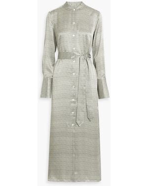 Equipment Connell Printed Silk-satin Maxi Shirt Dress - Grey