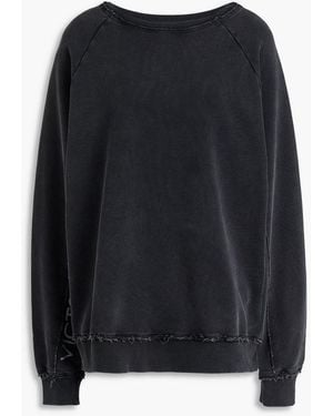 Victoria Beckham Distressed French Cotton-terry Sweatshirt - Black
