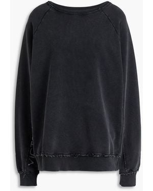 Victoria Beckham Distressed French Cotton-terry Sweatshirt - Black
