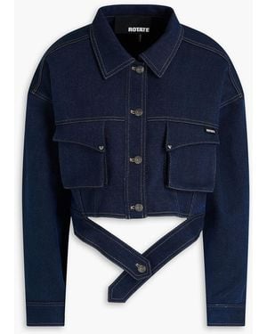 ROTATE BIRGER CHRISTENSEN Cropped Denim Jacket - Blue