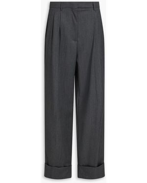 Officine Generale Willow Herringbone Wool Straight-Leg Trousers - Grey