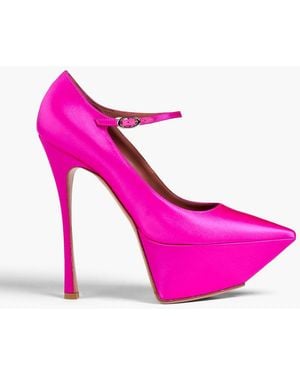 AMINA MUADDI Yigit Satin Platform Court Shoes - Pink