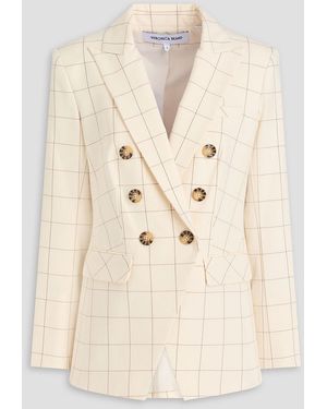 Veronica Beard Charleston Dickey Double-breasted Checked Crepe Blazer - Natural