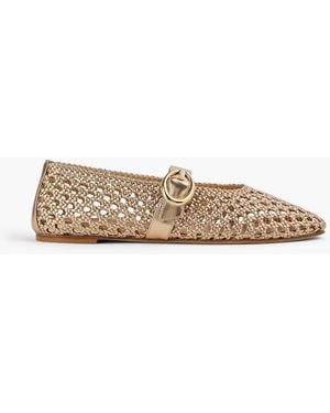 Stuart Weitzman Thea Woven Leather Ballet Flats - White