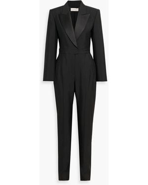 McQueen Satin-Trimmed Silk-Blend Jumpsuit - Black