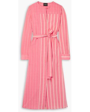 Akris Striped Cotton-voile Midi Shirt Dress - Pink