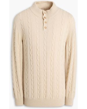 Aurélien Cable-Knit Wool And Cashmere-Blend Turtleneck Jumper - Natural