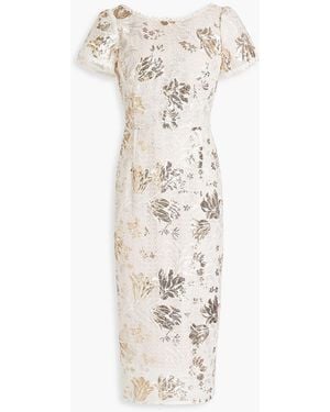 Marchesa Sequin-embellished Embroidered Tulle Midi Dress - White