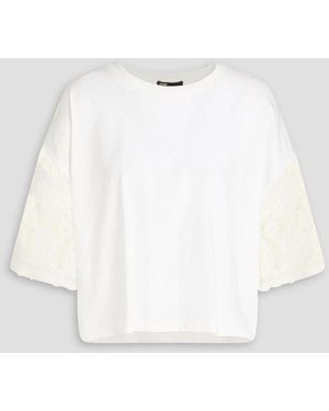 Maje Crocheted Lace And Cotton-Jersey T-Shirt - White