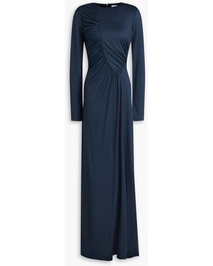 Victoria Beckham Ruched Jersey Gown - Blue
