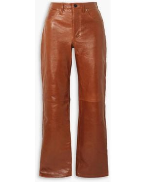 Dodo Bar Or Wrandy Panelled Leather Straight-leg Trousers - Brown