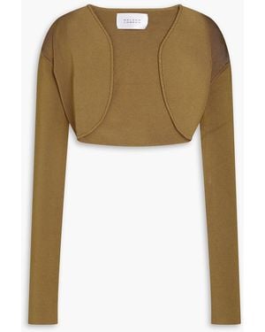 Galvan London Atlanta Ribbed-knit Shrug - Green