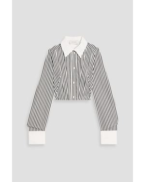 Sportmax Abano Cropped Striped Cotton-Poplin Shirt - White