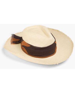 Sensi Studio Gauze-trimmed straw sun hat - Natur
