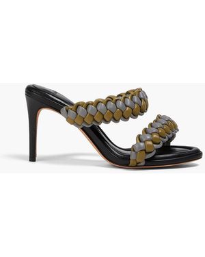 Alexandre Birman Francis 85 Braided Leather Mules - Grey