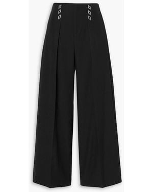 Dion Lee Embellished Pleated Woven Wide-leg Trousers - Black