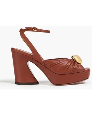 Zimmermann Gleam 120 Embellished Leather Platform Sandals - Brown