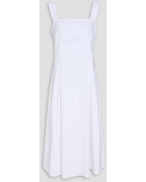 Vince Pleated Linen-blend Midi Dress - White