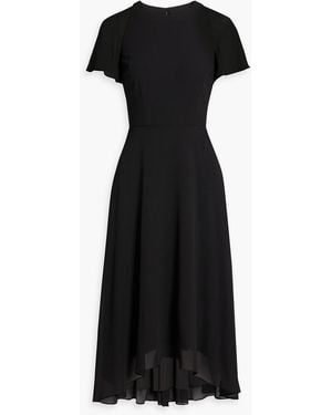 Mikael Aghal Ruffled Chiffon Midi Dress - Black