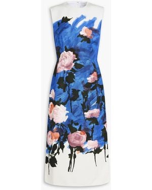 Erdem Floral-Print Cotton-Blend Faille Midi Dress - Blue