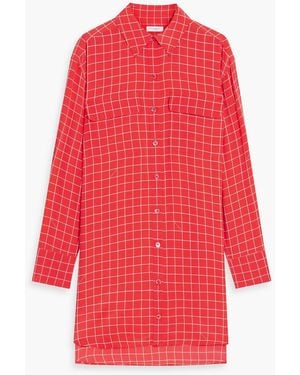 Equipment Ellene Checked Silk-crepe Mini Shirt Dress - Red