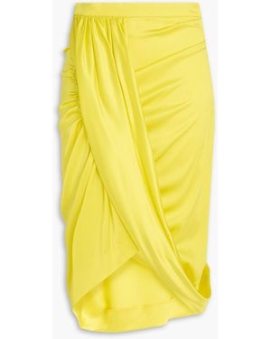 Dries Van Noten Draped Stretch-silk Charmeuse Skirt - Yellow