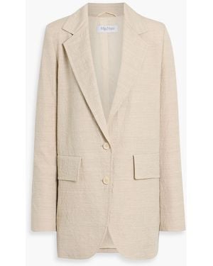 Max Mara Crinkled Wool Blazer - Natural