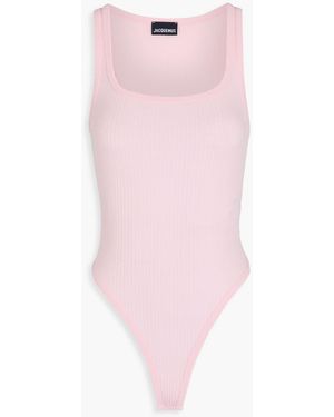 Jacquemus Caraco Ribbed Cotton Bodysuit - Pink