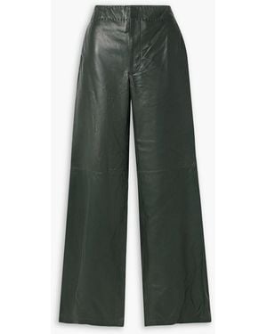 Ulla Johnson Lotti Paneled Leather Wide-Leg Pants - Green