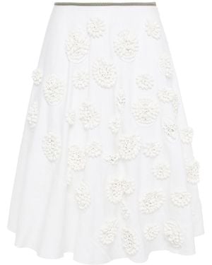 Prada Bead-embellished Cotton-twill Skirt - White