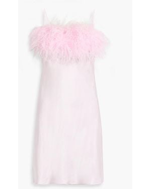 Sleeper Boheme slip dress aus satin mit federn in minilänge - Pink