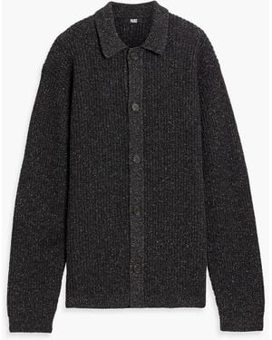 PAIGE Hinton Donegal Ribbed Cotton And Wool-Blend Cardigan - Black