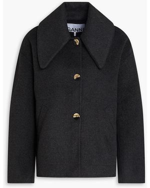 Ganni Wool-blend Felt Coat - Black