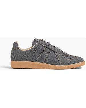 Maison Margiela Prince Of Wales Checked Wool Trainers - Grey