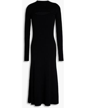 Safiyaa Convertible Ribbed-knit Midi Dress - Black