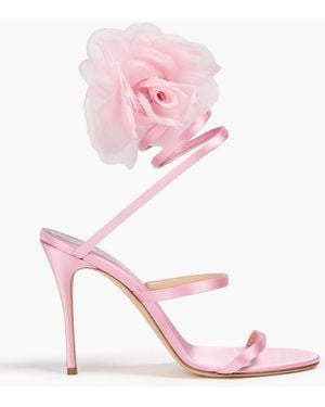 Magda Butrym Floral-Appliquéd Satin Sandals - Pink