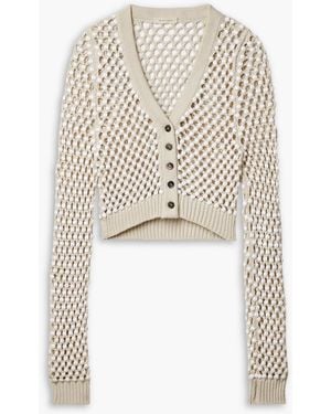 DIOTIMA Norbrook Cropped Beaded Cotton-blend Cardigan - White