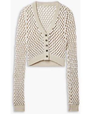 DIOTIMA Norbrook Cropped Beaded Cotton-blend Cardigan - White