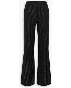 Alessandra Rich Pinstriped Metallic Wool-blend Twill Flared Pants - Black