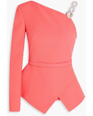 Safiyaa Joycal One-sleeve Crystal-embellished Crepe Top - Pink