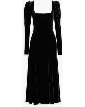 Ganni Velvet Midi Dress - Black