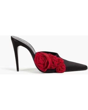 Magda Butrym Floral-appliquéd Satin Mules - Red