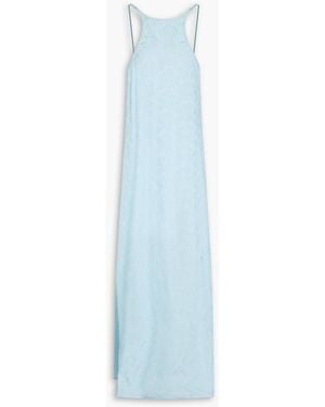 Ganni Jacquard Maxi Slip Dress - Blue