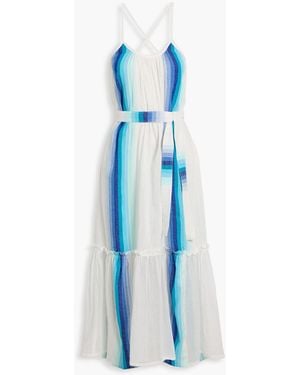 lemlem Teref Striped Cotton-Blend Gauze Midi Dress - Blue